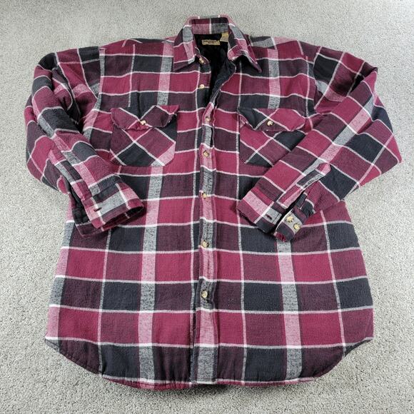 Vintage Northwest Blue Mens Jacket M Red Black Plaid Quilt Lined Flannel Shacket - Picture 1 of 16